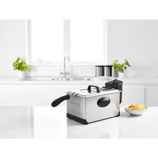 Image of George Home 5ltrs Stainless Steel Pro Deep Fryer - 3 Power Settings - Silver