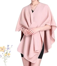 The Fleece Drape Shawl Knit Sweater Wraps Womens Solid Cape Shawl Open Front 