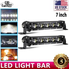 7inch Slim Led Work Light Bar Single Row Spot Flood Offroad Driving Atv 4wd Suv