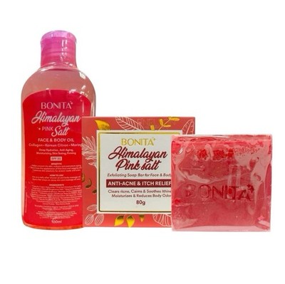 Bonita Himalayan Pink Salt Bundle   SPF30 Oil + Exfoliating Soap