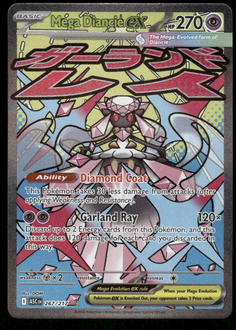 Pokemon Cards Mega Diancie ex 267/217 Ascended Heroes Mega Attack Rare NM
