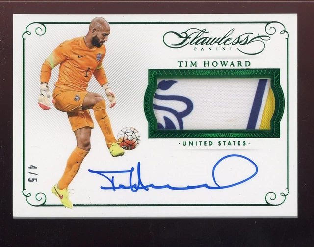 2015-16 Panini Flawless Soccer Emerald Tim Howard Match-Worn Patch AUTO 4/5