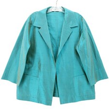 Madam Old England Nice Iridescent Raw Silk Open Blazer Cardigan Top Large?