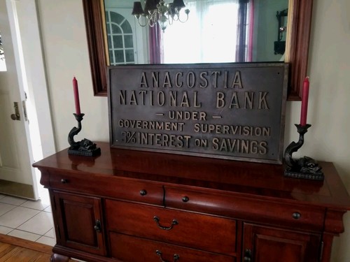 Antique Washington D.C Anacostia National Brass Banking Building Sign c1915 - Picture 4 of 7