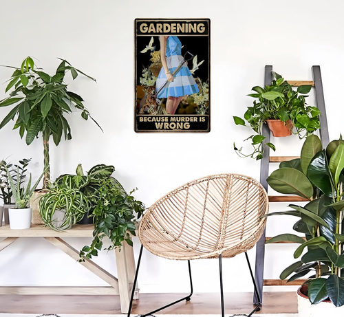 Funny Garden Decor Metal Garden Sign, 12" X 8", Gardening Because Murder Is Wron - Picture 3 of 5