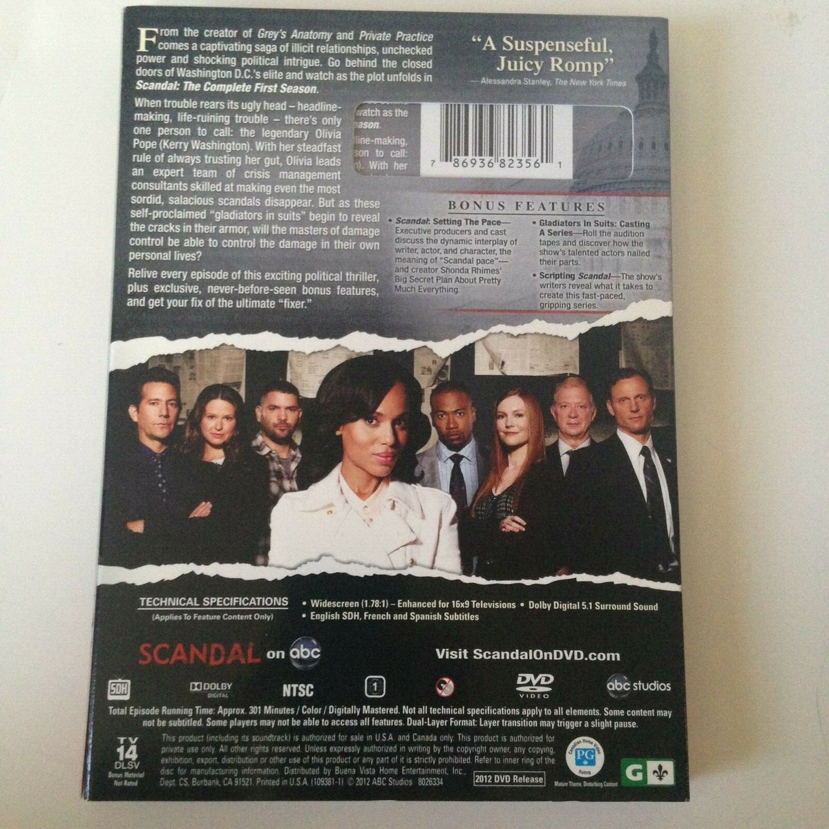 Scandal The Complete First Season DVD 2 Disc Set Kerry Washington