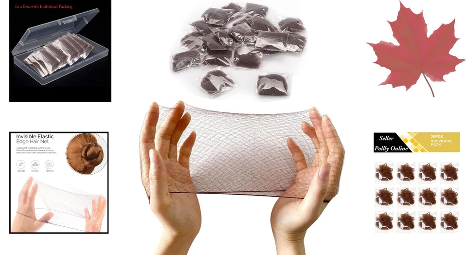 Bulk 20 Pcs Hair Nets for Women Bun, Invisible Hair Nets Elastic Edge Mesh - Image 2 of 4