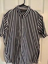 Michael Kora Hombre Manga Corta Botón Abajo Slim Fit Azul Marrón XL