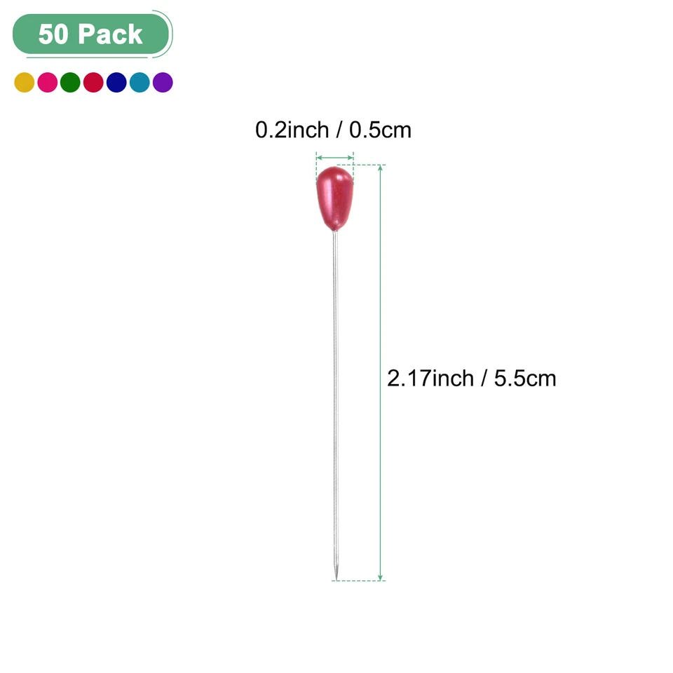 50-Pack Corsage Boutonnieres Pins, 5.5cm Teardrop Pearl Straight Pin Mixcolor Foto 3 de 4
