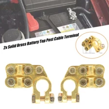 2x Brass Heavy Duty Battery Top Post Cable Terminal Wire Terminals 5 Screw M6/M8