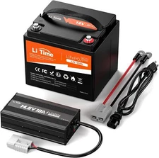 Litime 12V 50Ah LiFePO4 Lithium Battery+10A Charger for RV Trolling Motor Solar