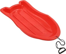 Toboggan Snow Sled for Kids and Adults w/ Pull Ropes & Handles, 37" Red