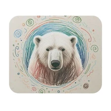Mouse Pad (Rectangle) Polar Bear Flatlay View Scribbled Style Design 3