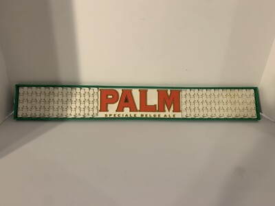 Vintage Palm Belgian Ale Beer Rubber Bar Rail 23''X 3'' Drip-Mat Advertising R/W/G