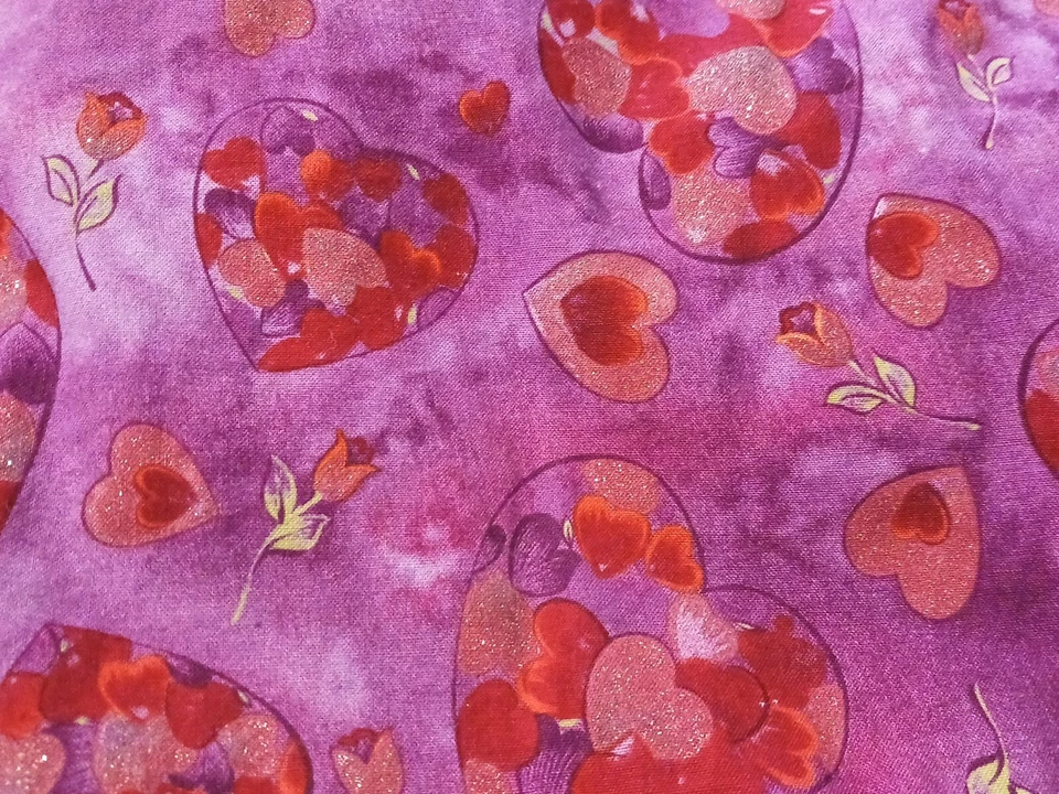 Crest Scrub Jacket Purple Red Hearts Sparkle Love Ladies XS Workwear - Image 2 of 4