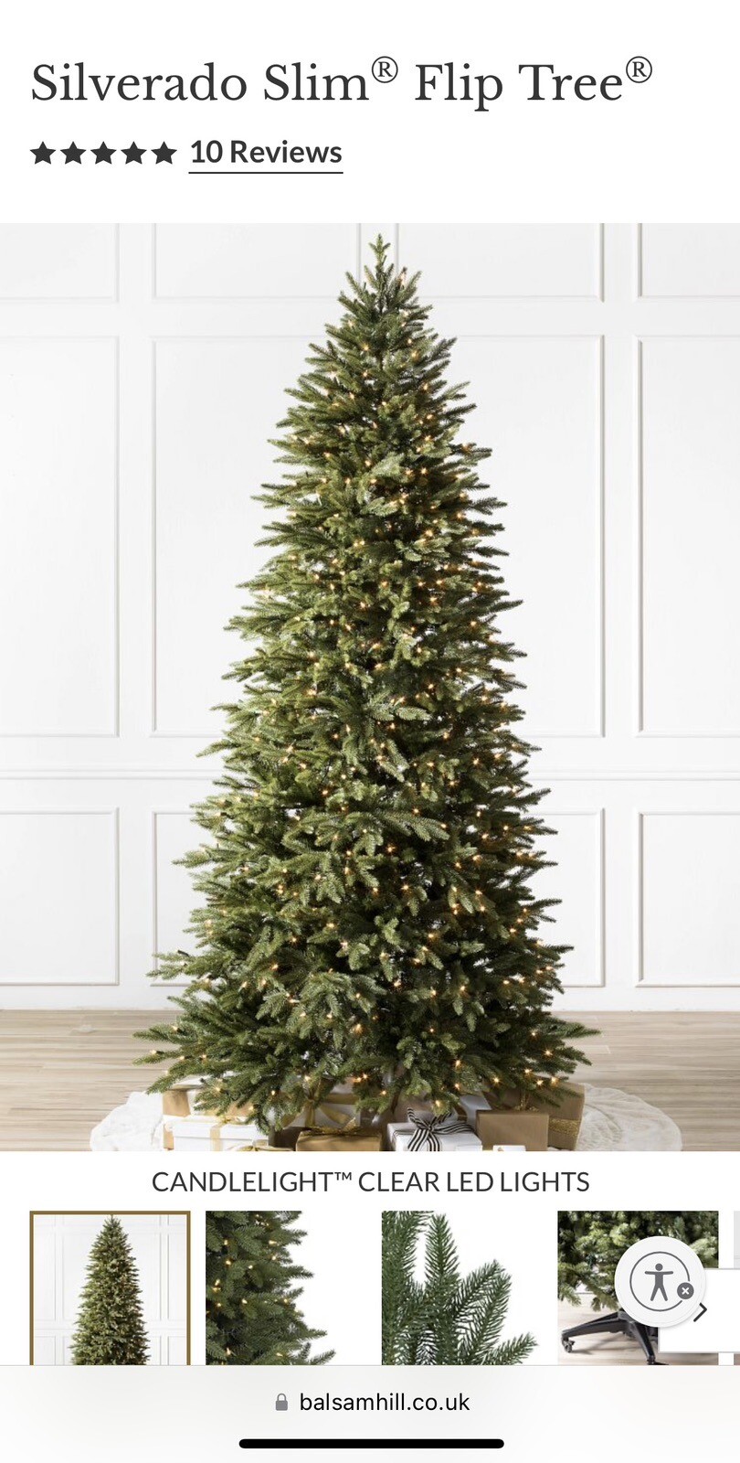 Balsam Hill Christmas Tree, 7ft Prelit Flip Tree, Silverado Inc