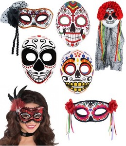 Disfraces Y Ropa De Epoca Azucar Calavera Dia De Los Muertos Mascara Para Hombre Mexicano Fancy Dress Party Accesorio Cefa Com Ar