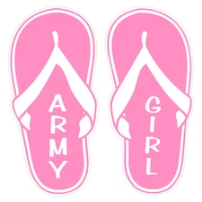 Army Girl Pink Flip Flops 4" Bumper Sticker Military Vinyl Soldier Decal 5"
