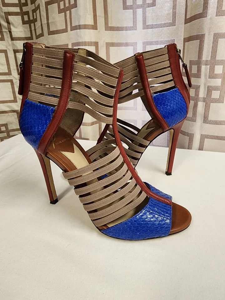 Brian Atwood 6.5 Langden Stretch Cage Gladiator Heels - Image 2 of 4