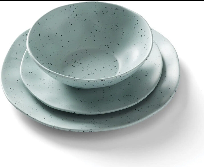 Oneida Mint Terrazzo Melamine 12 Piece Dinnerware Set,