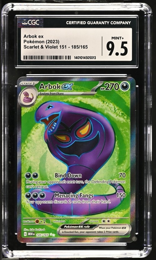 CGC 9.5 MINT+ Arbok Ex 185/165 Full Art Ultra Rare MEW-en 151