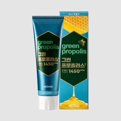 MEDIAN Green Propolis EWG 1450ppm Toothpaste 100g #Pure Mint BLUE Korea made - Picture 1 of 21