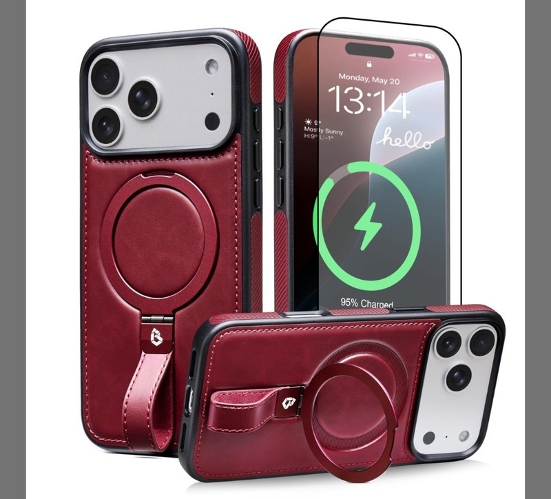 BUTAIGA for iPhone 17 Pro Max Leather Case with Stand