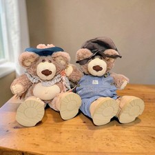 Vintage Set Of Furskins Plush Teddy Bear Xavier Roberts Hattie/ Dudley 1985