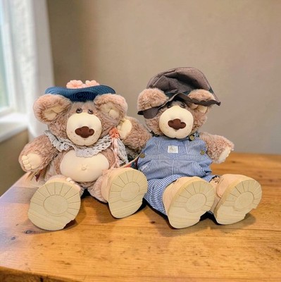Vintage Set Of Furskins Plush Teddy Bear Xavier Roberts Hattie/ Dudley  1985