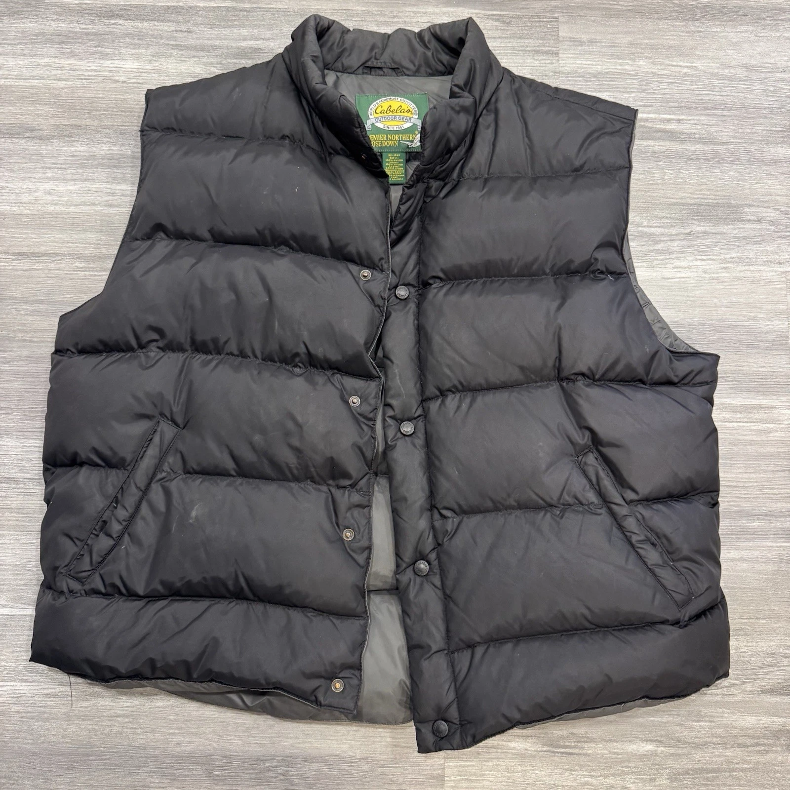 Cabela's Men's XL Premier Northern Goose Down Filled Black Puffer Vest