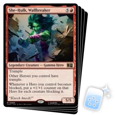 SHE-HULK, WALLBREAKER X4 Marvel Super Heroes Commander Magic MTG MINT CARD
