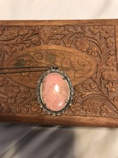 Vintage Cameo Style Coral Coler Stone Necklace