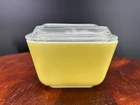 Vintage PYREX 501-B Verde Yellow Refrigerator Dish 1-1/2 Cup & Lid