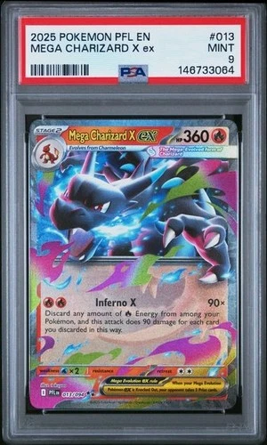 2025 POKEMON PHANTASMAL FLAMES MEGA CHARIZARD X EX 013/094 Double Rare - PSA 9