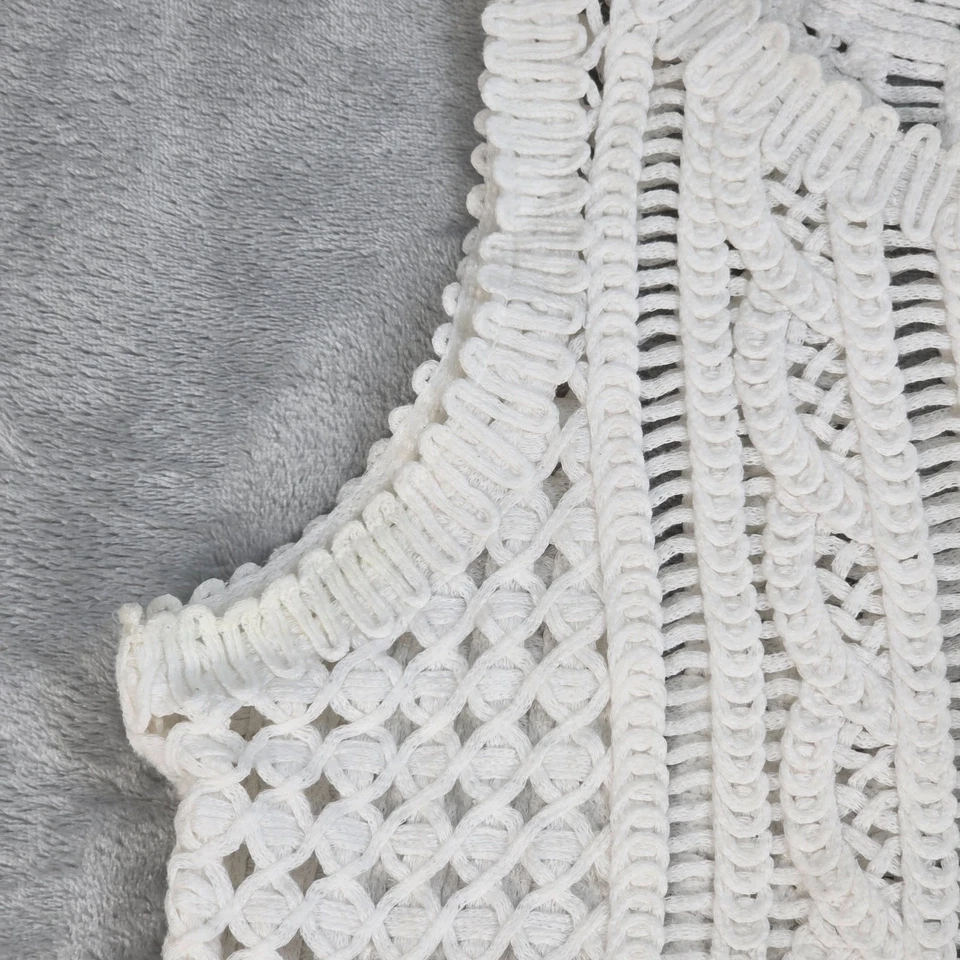 Massimo Dutti Dress Womens M White Crochet Knit Fitted Sheath Midi Boho Resort - Image 3 of 4