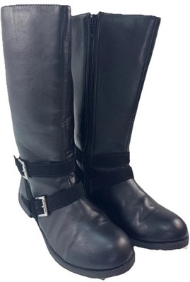 Olive & Edie Black Mid-Calf Boots Buckle Zip Women s Size 3 Casual Riding