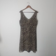 Vintage Y2K Old Navy Midi Dress Women's 12 Brown Paisley Empire Waist Boho
