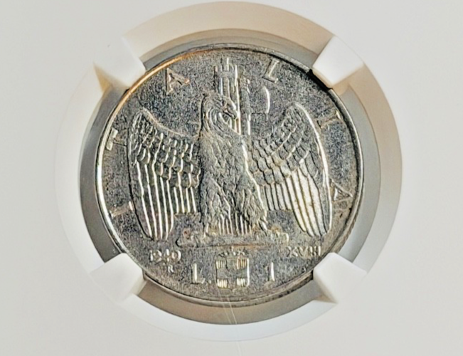 1940R XVIII ITALY LIRA NON MAGNETIC GENUINE GRADE WW2 ERA COIN NGC