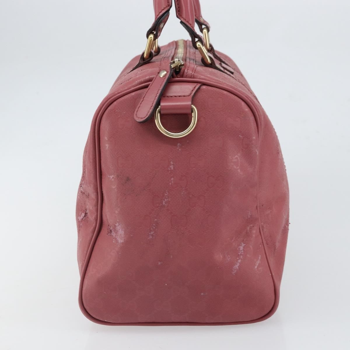 GUCCI GG Implementation Boston Bag PVC Gold Pink 193603 Auth