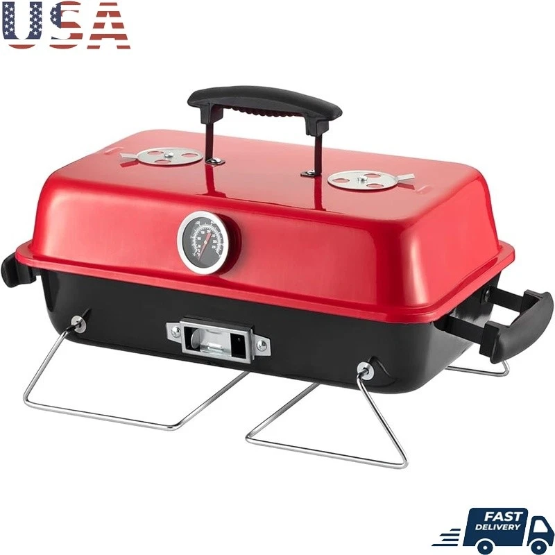 Portable Charcoal Grill Smoker Outdoor Cooking Compact BBQ Camping Picnics New