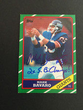 MARK BAVARO 1986 TOPPS #144  AUTOGRAPHED ROOKIE CARD  W/INSCRIPTION JSA. rookie card picture