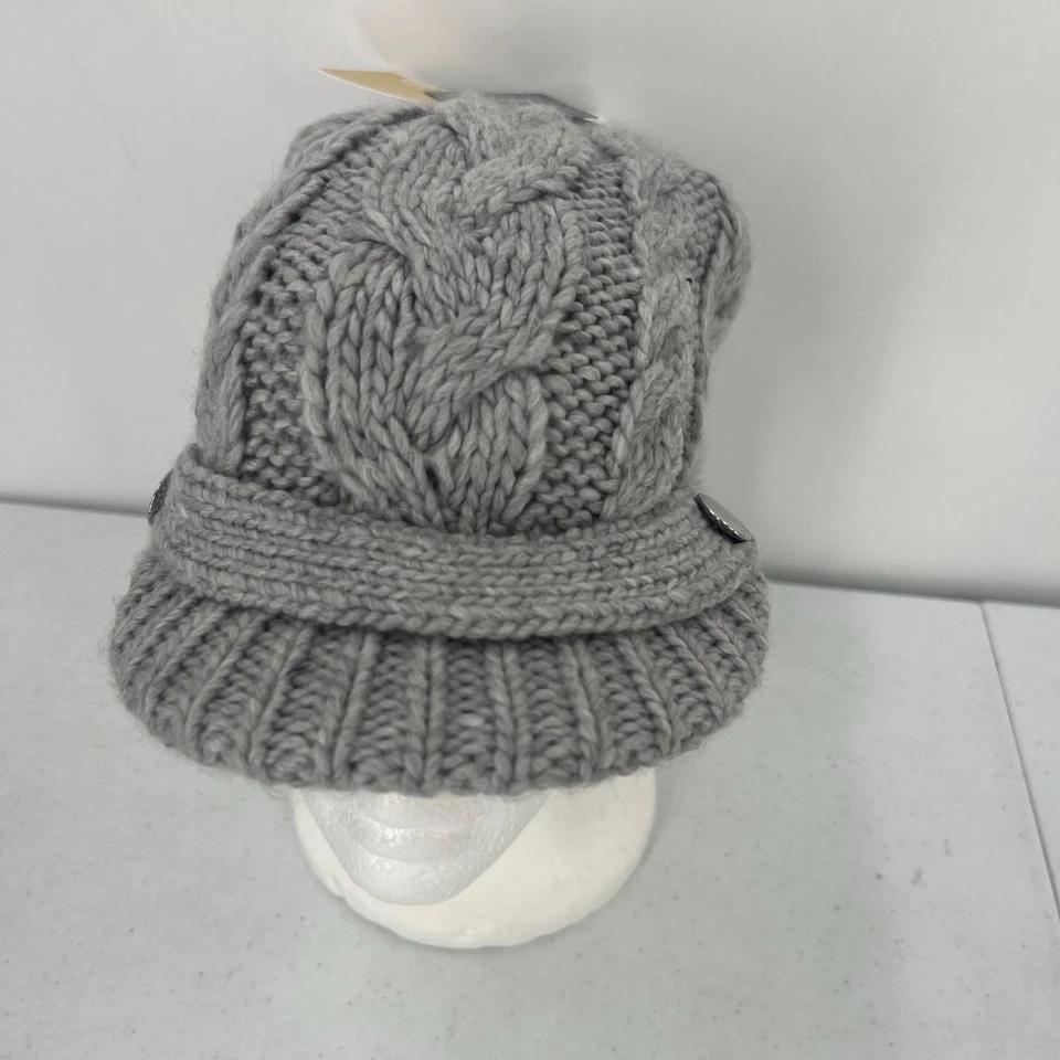MICHAEL Michael Kors Nuevo con Etiquetas Gris Tejido con Cable Visera Gorro Talla Única Foto 2 de 4