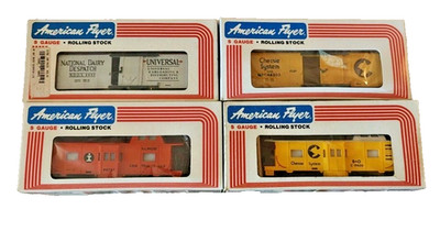 Amer Flyer 6-48303 Chessie Boxcar, 6-48805, 6-9400, 6-48701 Caboose 4pc Lot