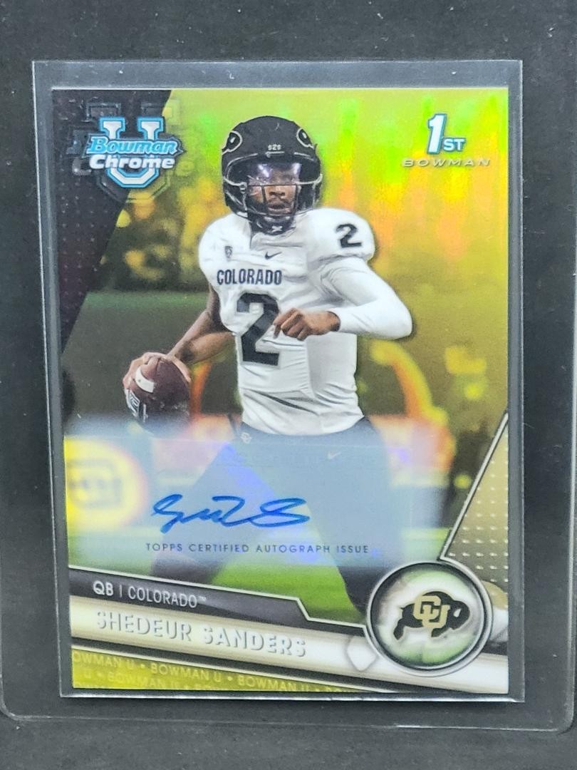 2023 Bowman U Chrome #16 Yellow 20/75 Auto Refractor  Shedeur Sanders RC  Browns