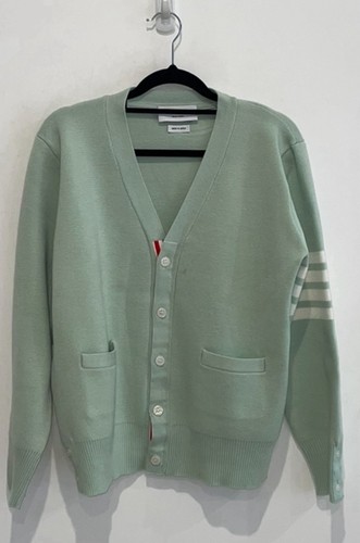 Thom Browne Men/women's Four-bar V-neck Cardigan Wool Cardigan Size 1 - Picture 2 of 5