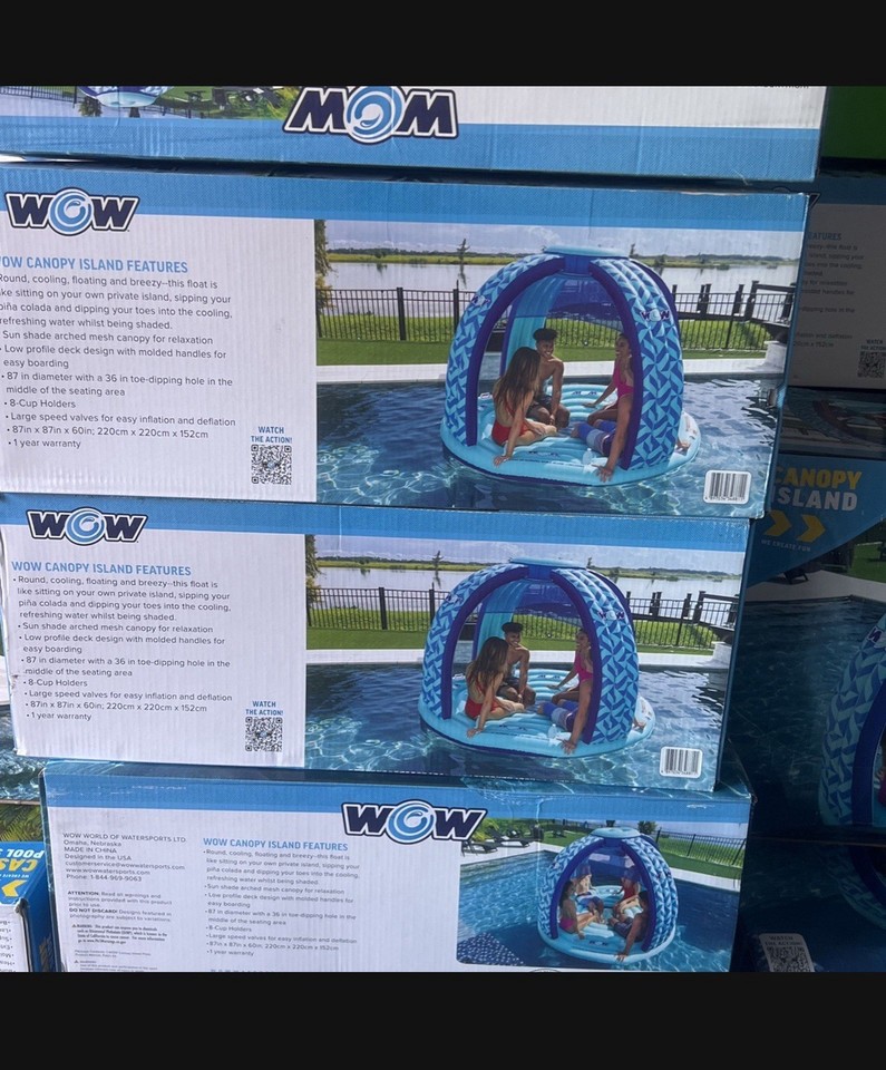 Multi Person Inflatable WOW Sports Pool Island Float, Inflatable Float with Canopy Multiple ...