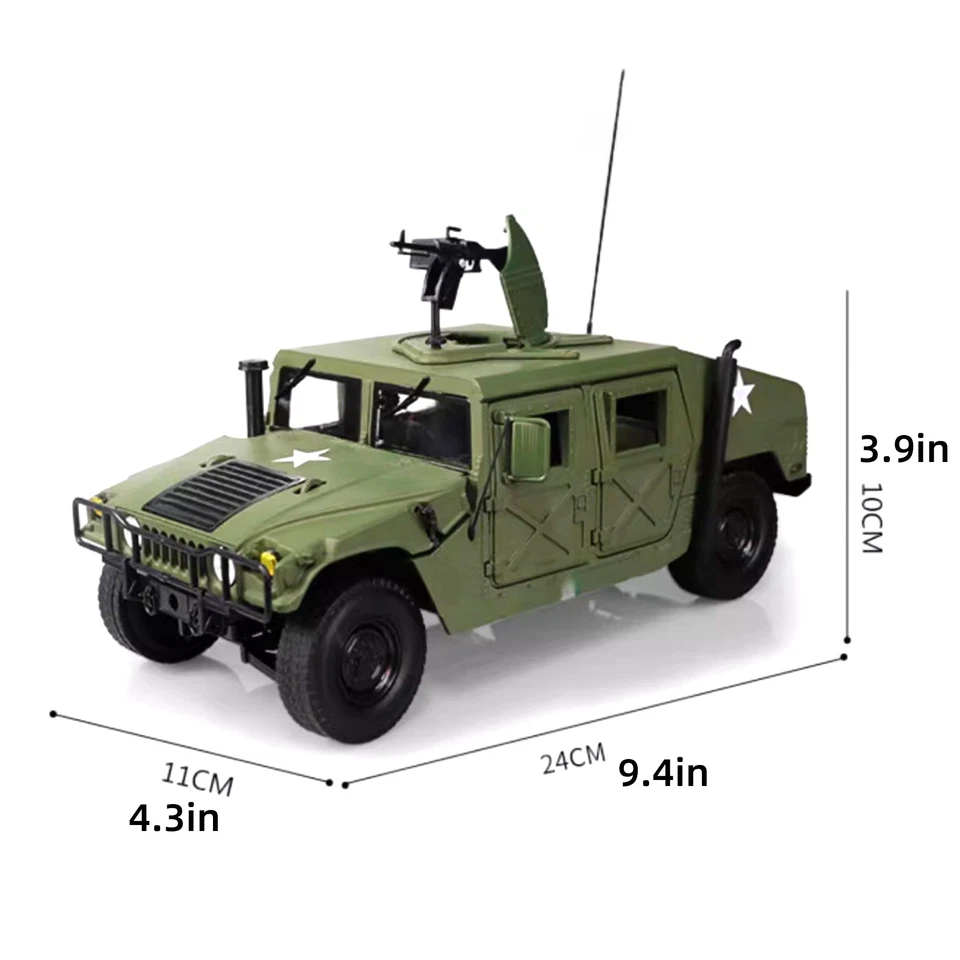 24cm Diecast Alloy 1/18 For Hummer Hmmwv Battlefield Vehicle Model Craft - Image 3 of 4