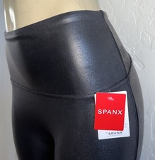 NWT New SPANX Faux Leather Shiny LEGGINGS- 2437-BLACK-Size MEDIUM