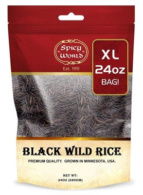 Spicy World Minnesota Grown Black Wild Rice 24oz Bag (1.5LB) | | All Natural, He
