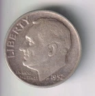 1952-P ROOSEVELT DIME 10¢ PHILADELPHIA 90% SILVER COIN UNITED STATES OF AMERICA